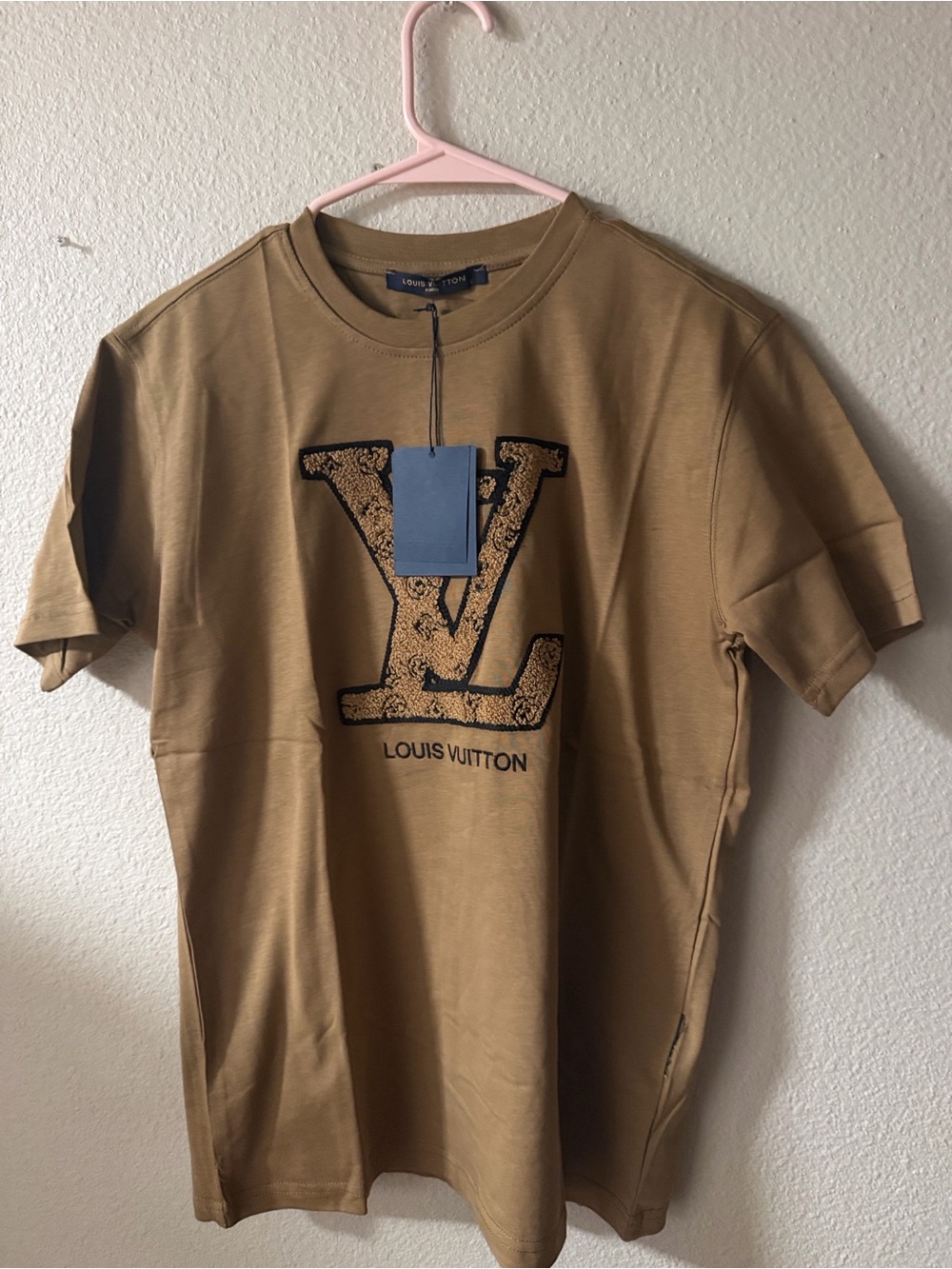 Louis Vuitton Tan/Brown LV Logo Short Sleeve Tee